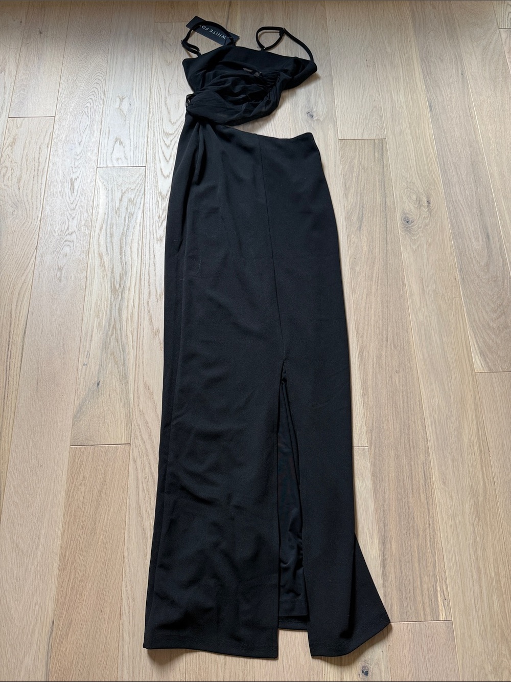 White Fox Boutique Call Me Up Tank Maxi Dress Black Sheer Mesh Panel Going Out - Picture 9 of 9